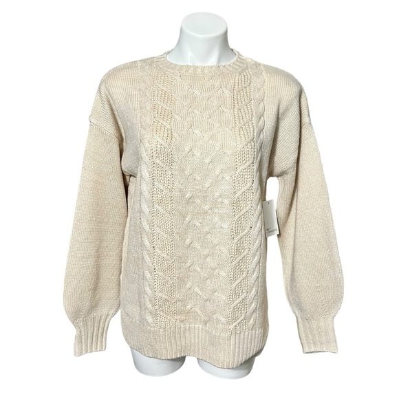 89th & Madison Sweaters - 89th + Madison Heathered Oatmeal Cable Knit Sweater Size Medium New